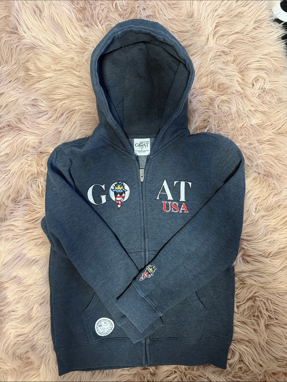 GOAT USA Kids Navy Zip Hoodie with Flag Emblem
